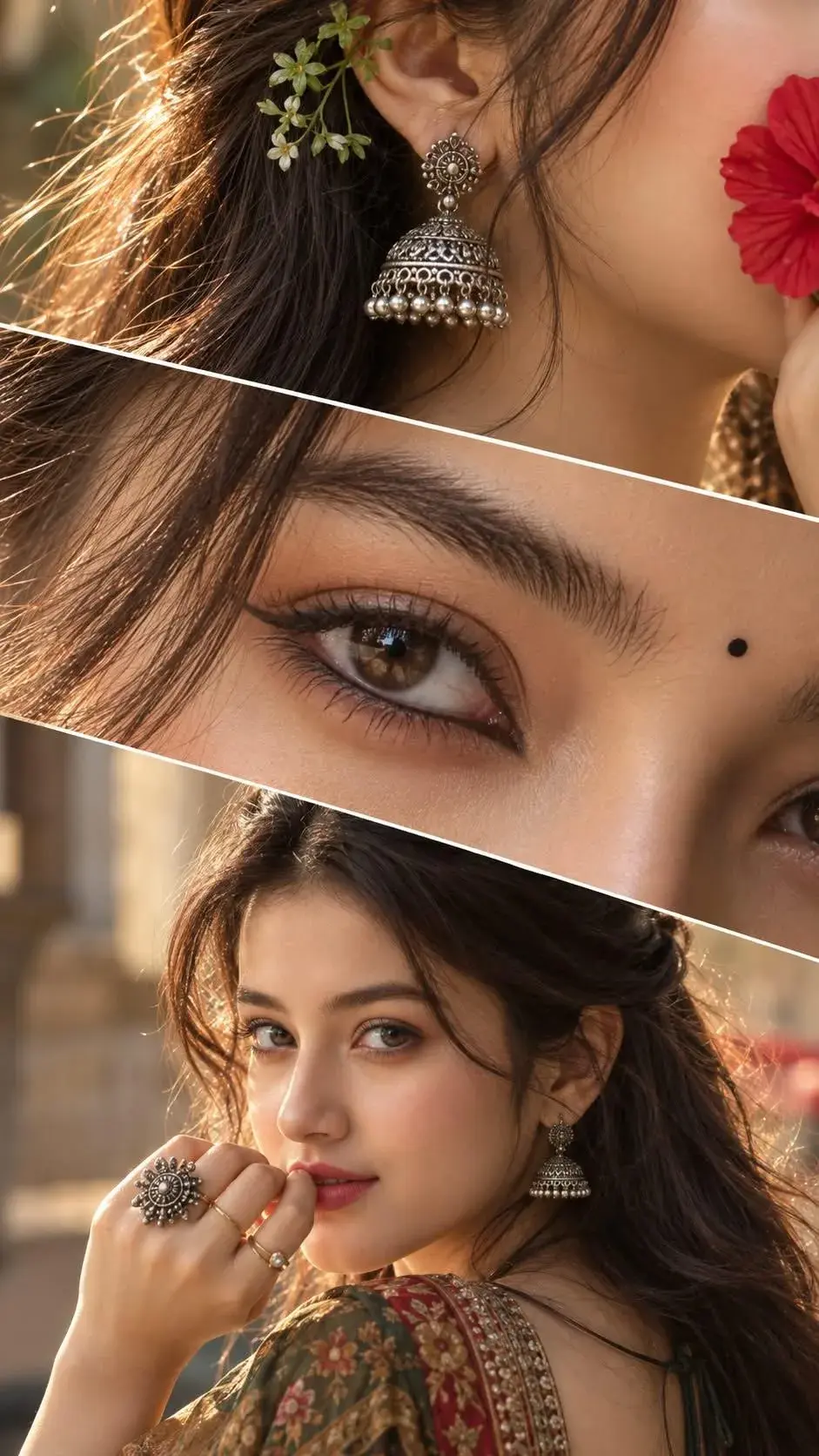 Cinematic Indian Beauty Portrait | Traditional Jhumka & Floral Aesthetic