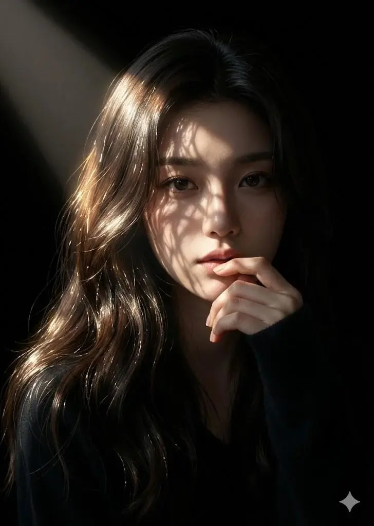 Cinematic Leaf-Shadow Portrait
