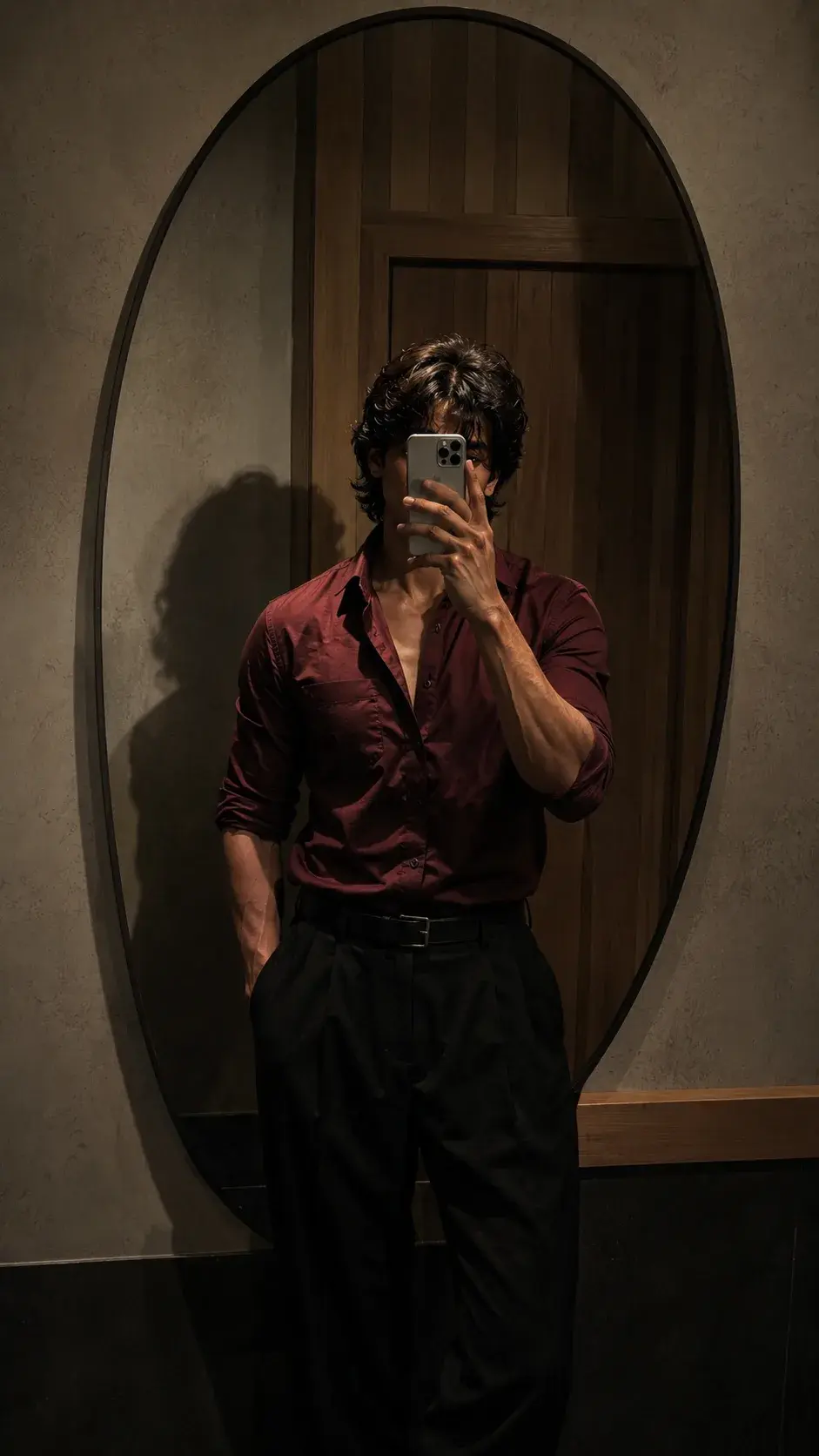 Cinematic Mirror Selfie — Dark Editorial Style