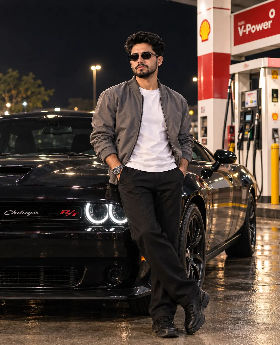 Cinematic Night Portrait With Sports Car