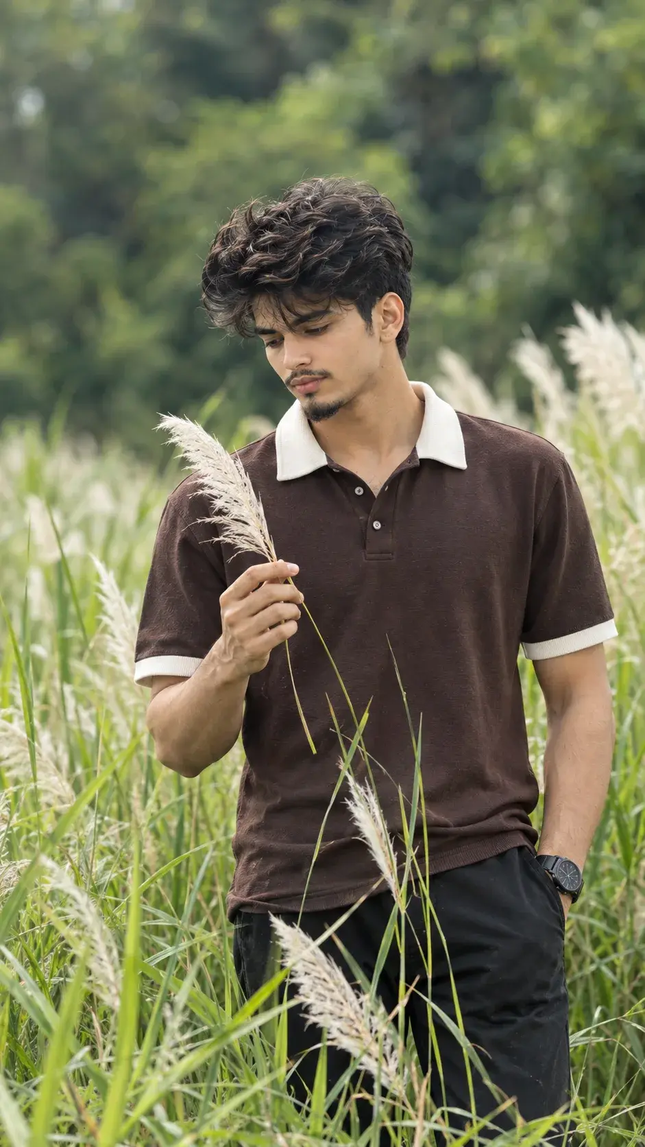 Cinematic Portrait Of A Young Man In A Peaceful Grass Field