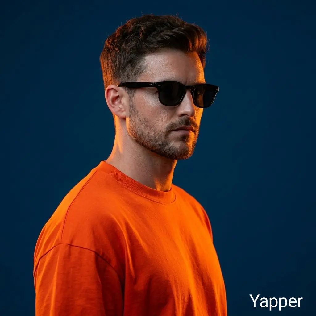 Cinematic Portrait Of Man With Orange Rim Lighting