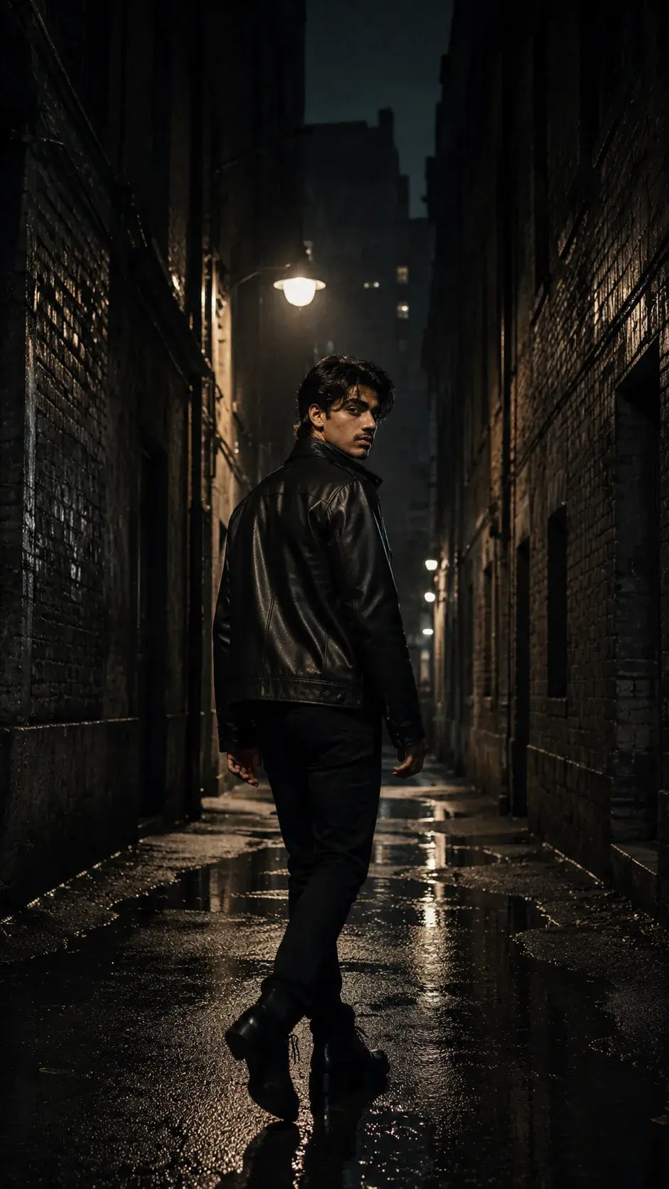 Cinematic Rainy Alley Portrait