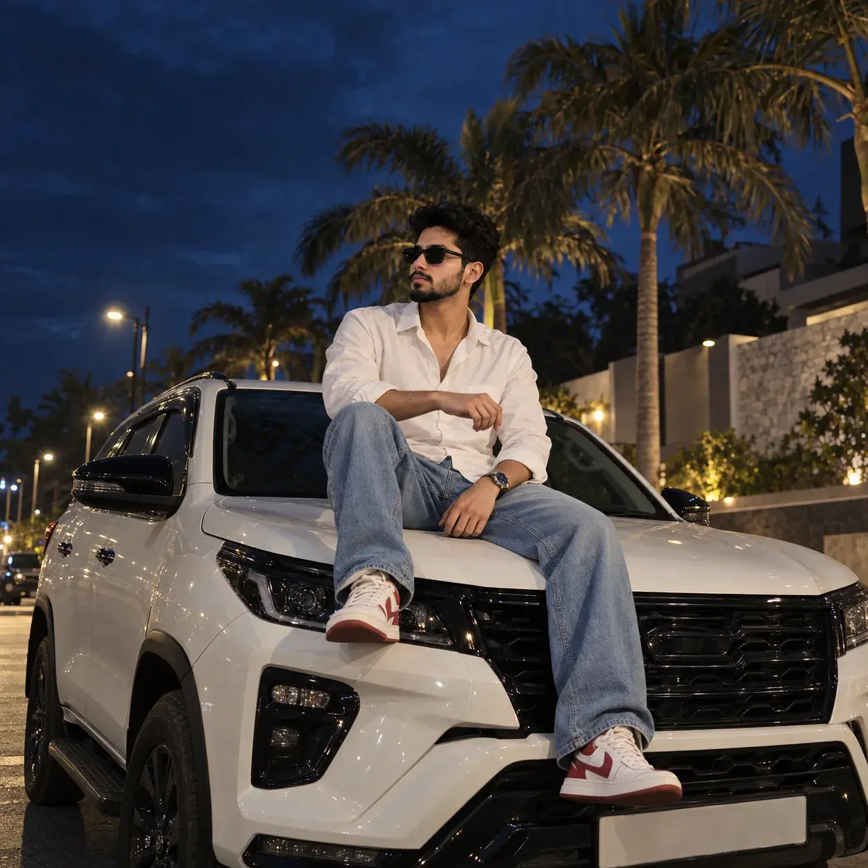 Cinematic, Realistic Nighttime Suv Street Portrait