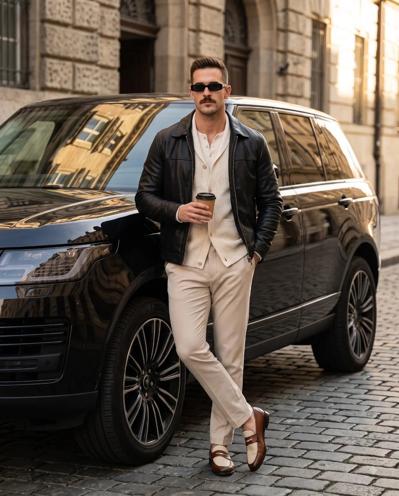 Cinematic Street Style Portrait On Cobblestones