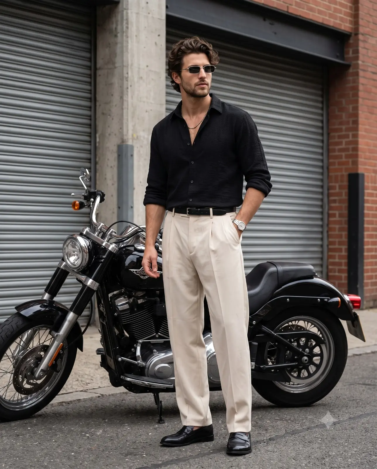 Cinematic Street Style With Cruiser Motorcycle