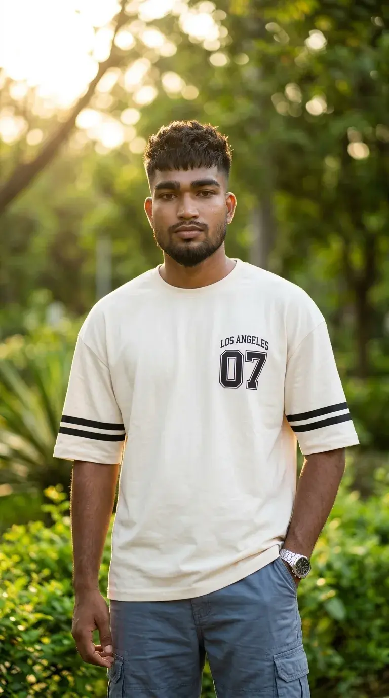 Cinematic Sunset Garden Male Portrait Prompt