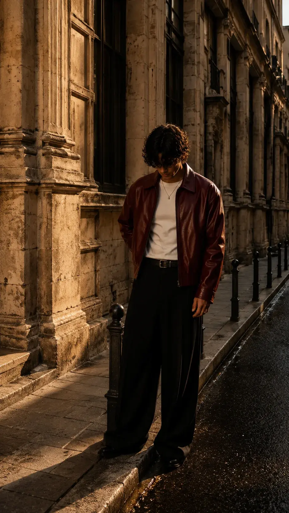 Cinematic Vintage Leather Jacket Portrait