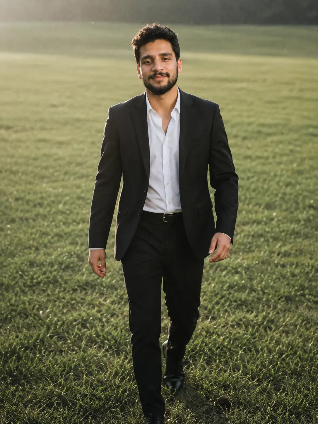 Cinematic Vintage Portrait In A Green Field