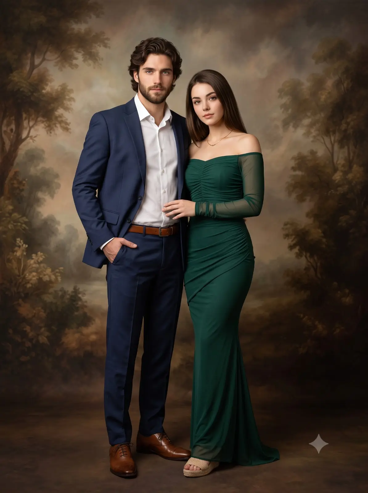 Classic Couple Portrait In Painted Background