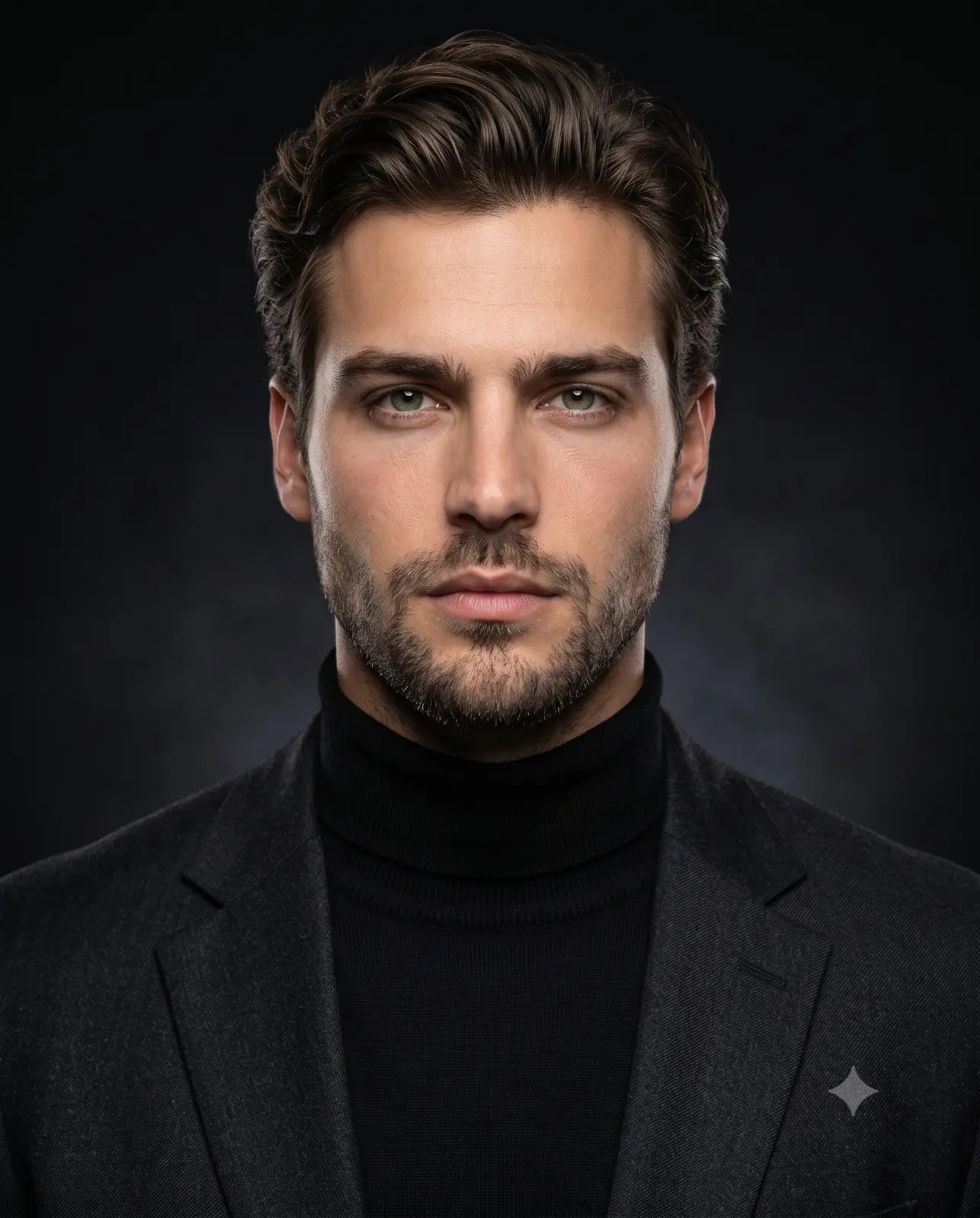 Classic Menswear Portrait In Black Turtleneck