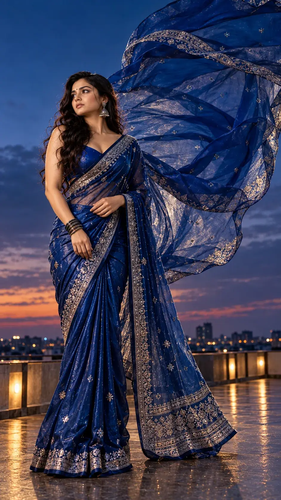 Cobalt Dreams — Blue Hour Saree Couture