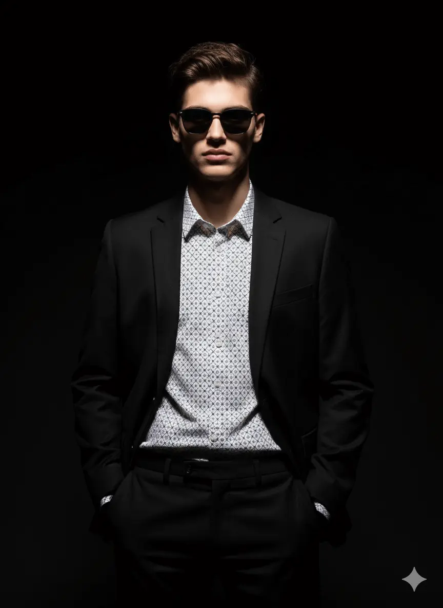 Confident Man In Suit And Shadows