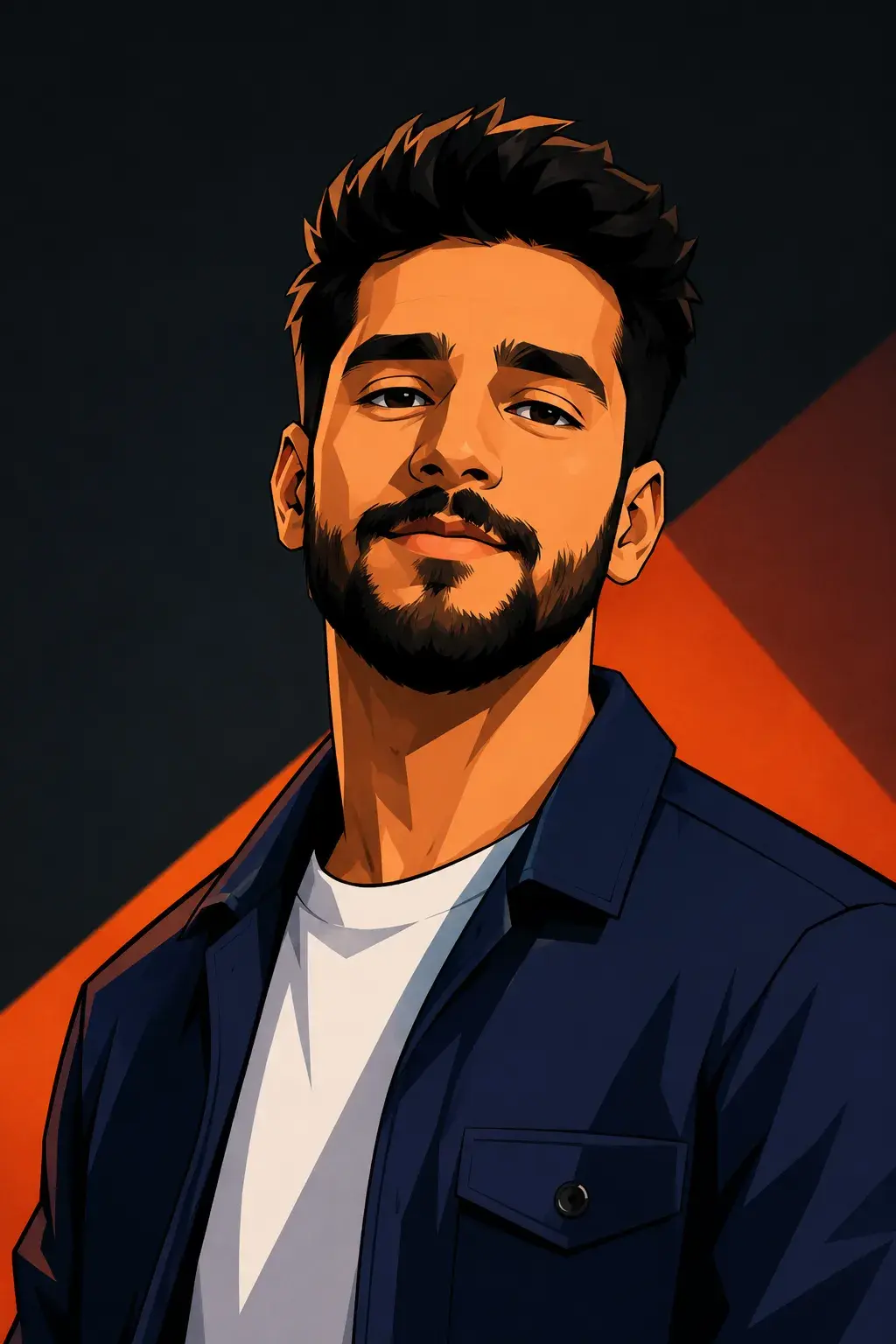 Confident Portrait In Geometric Light