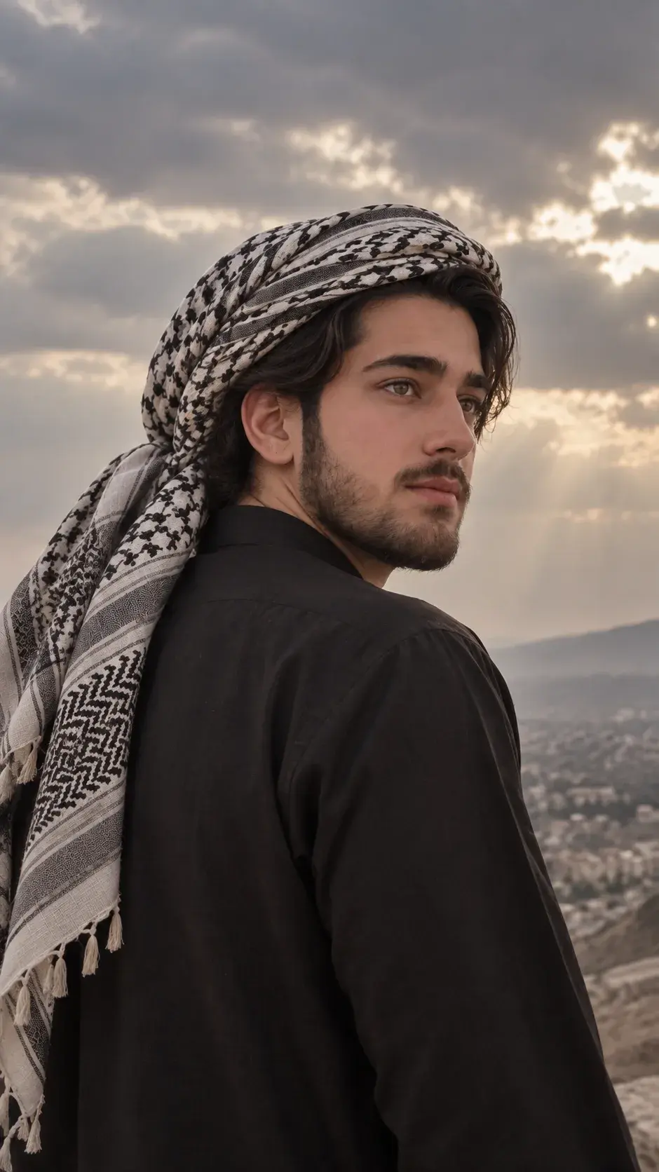 Contemplative Portrait Above The Hazy Valley