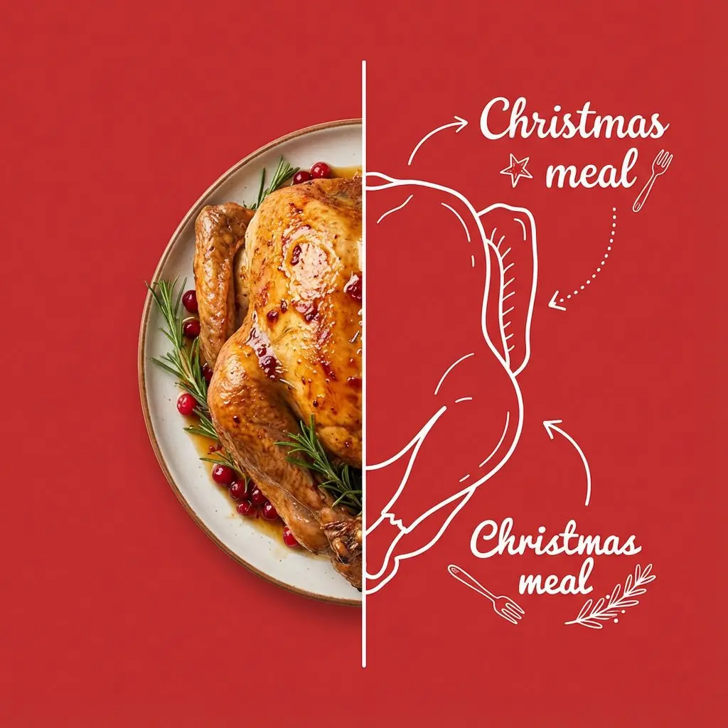 Contemporary Culinary Poster With Split Food Design