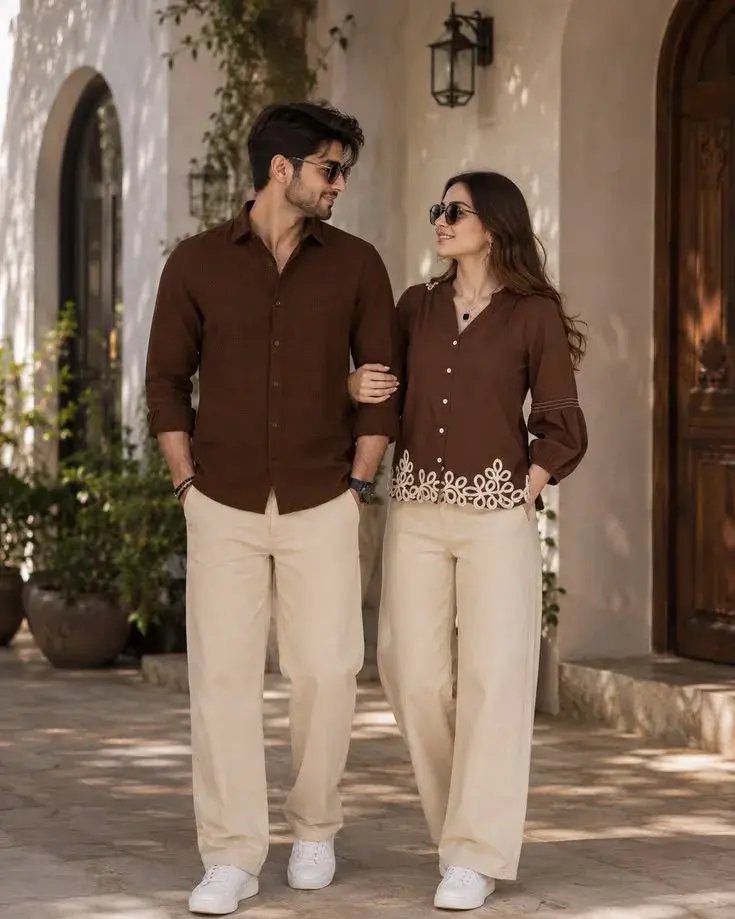 Coordinated Couple Fashion Street Portrait