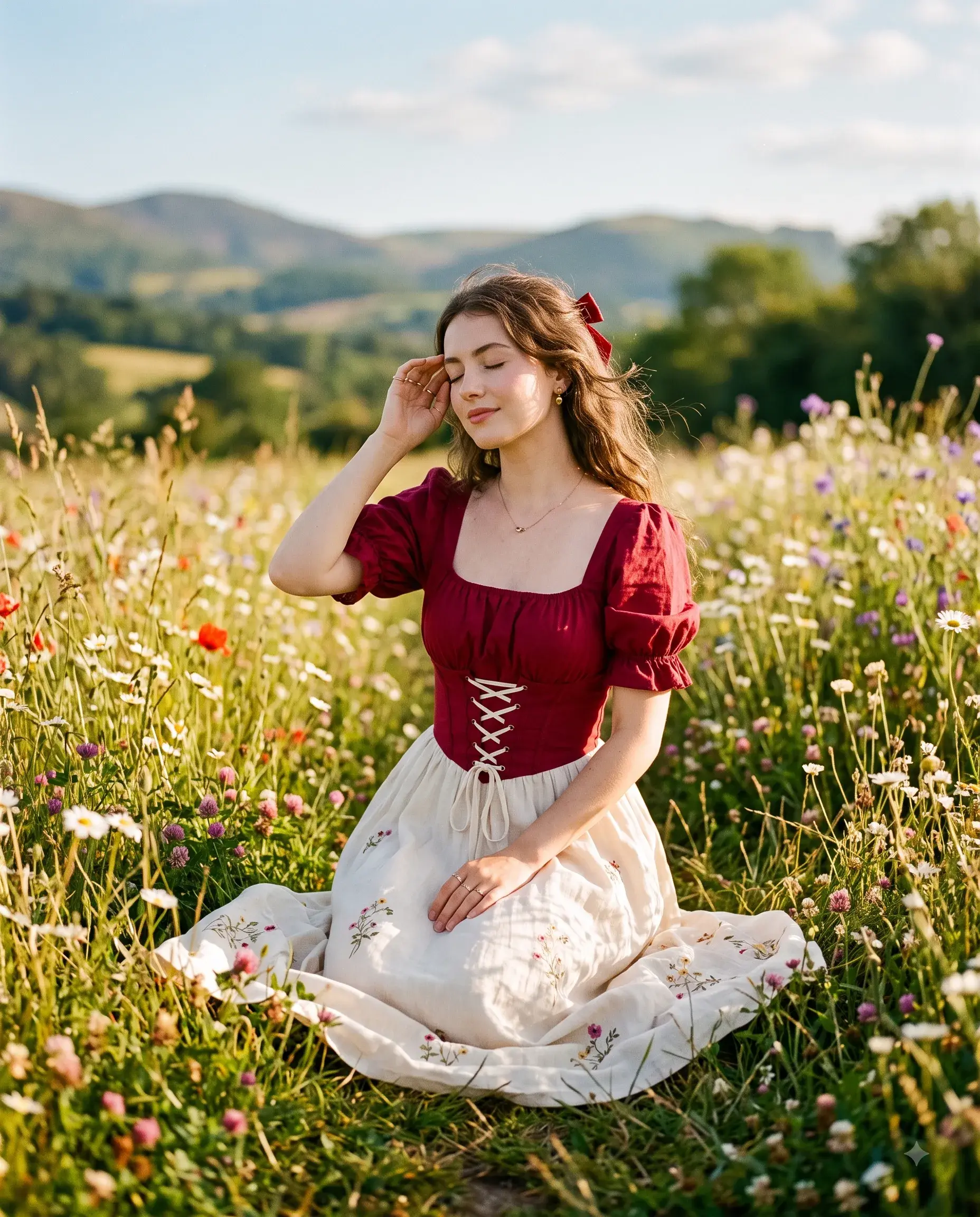 Cottagecore Girl Wildflower Field