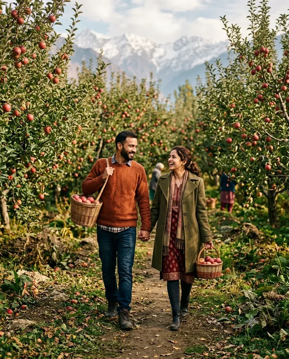 Couple Photoshoot In A Kashmir Apple Orchard