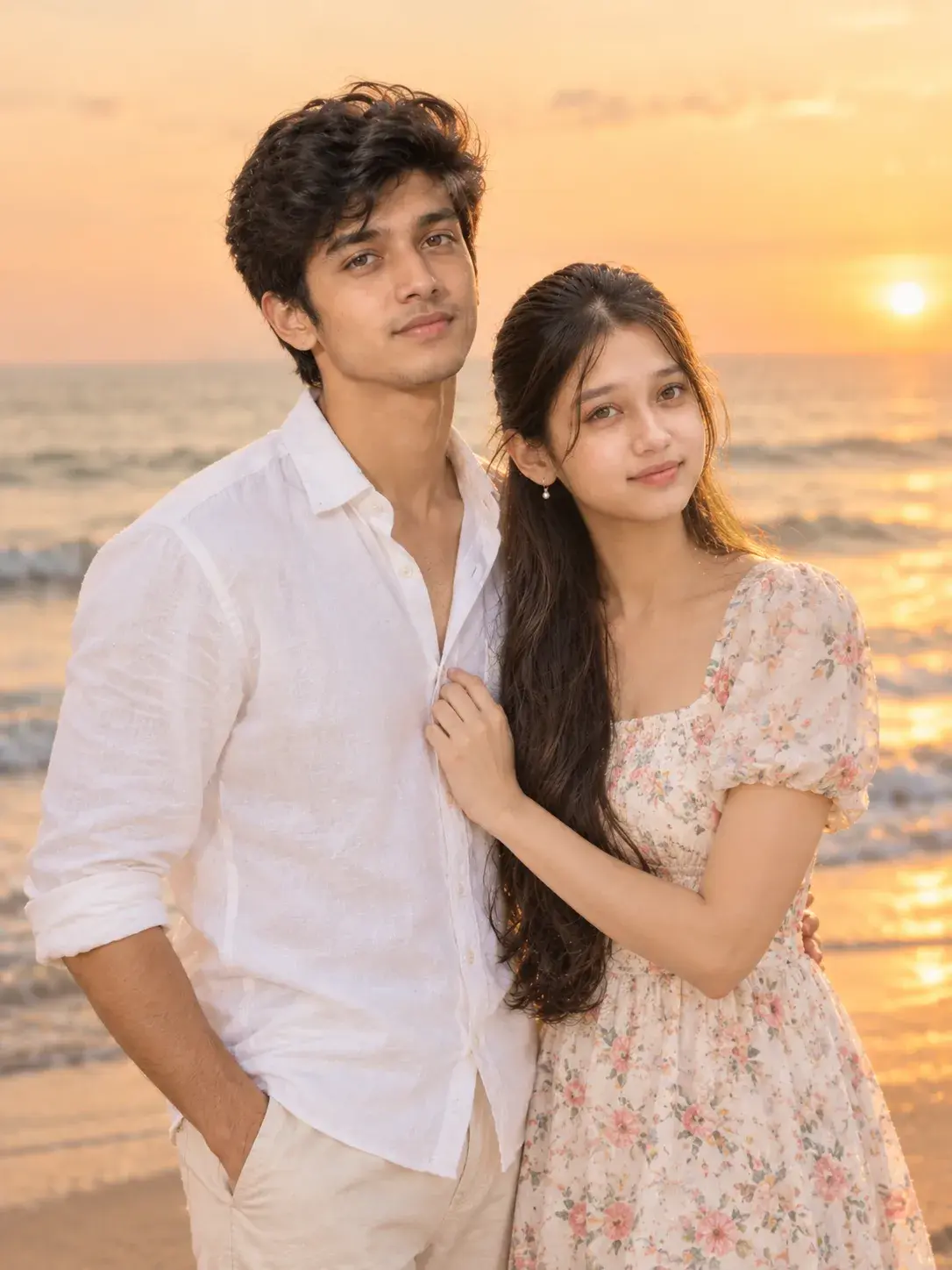 Couple Portrait Golden Hour Beach