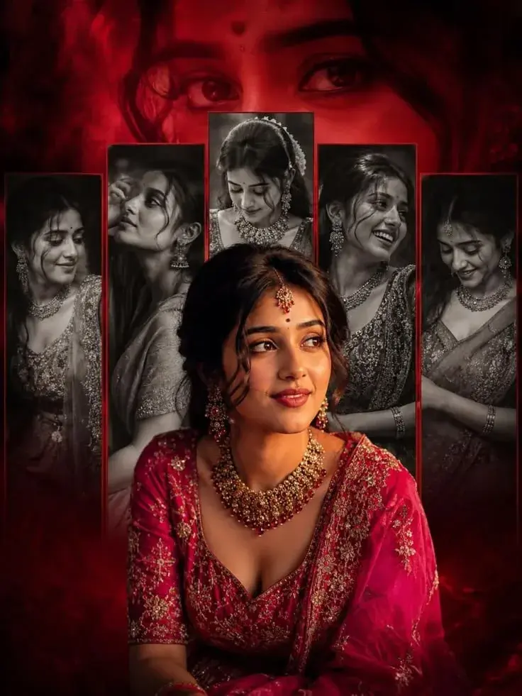 Crimson Bridal Portrait Collage