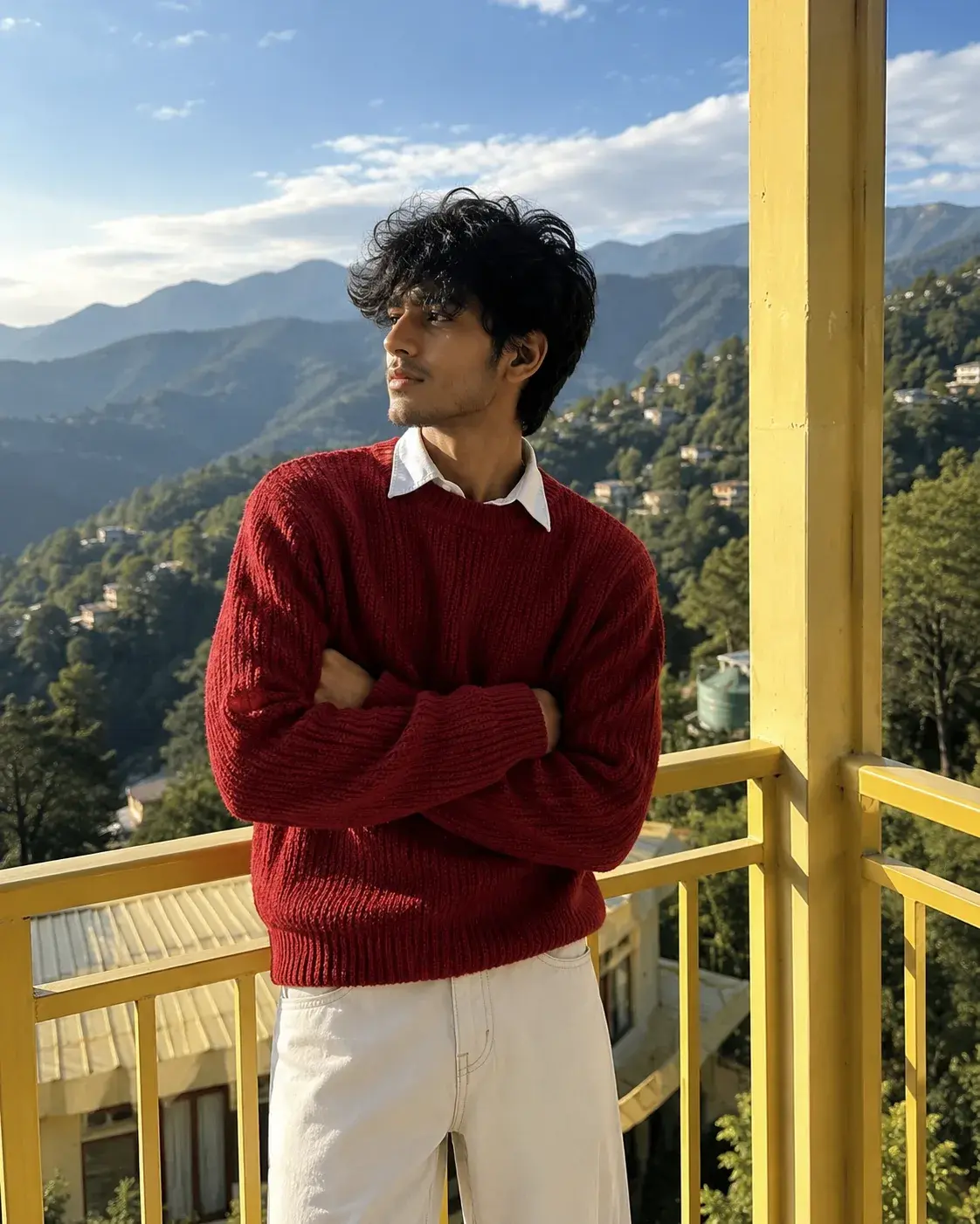 Crimson Highland Relaxed Pose Photo