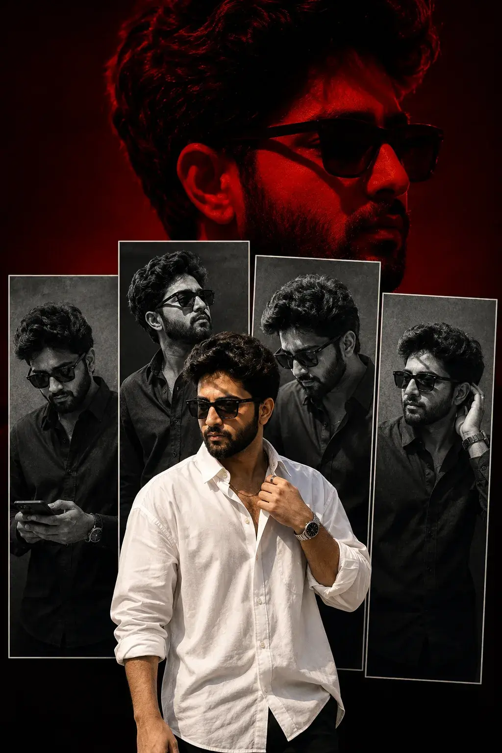 Crimson Noir Fashion Collage