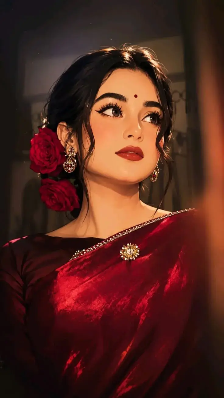 Crimson Saree Portrait