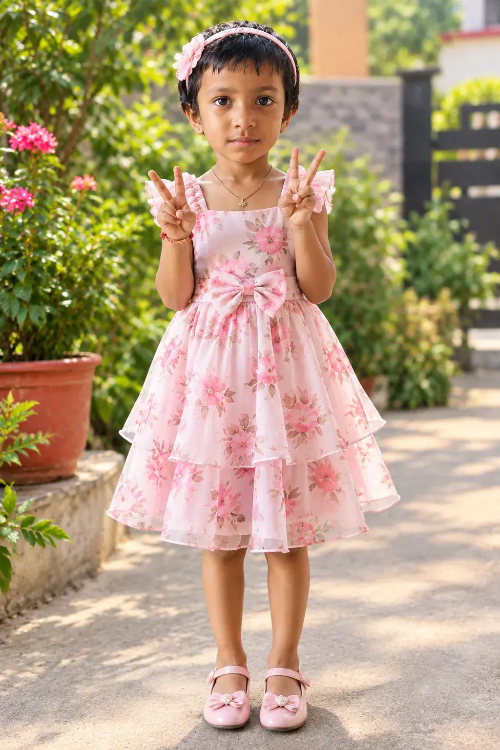 Cute Little Princess – Pink Floral Garden Portrait 🌸👧🏻✨