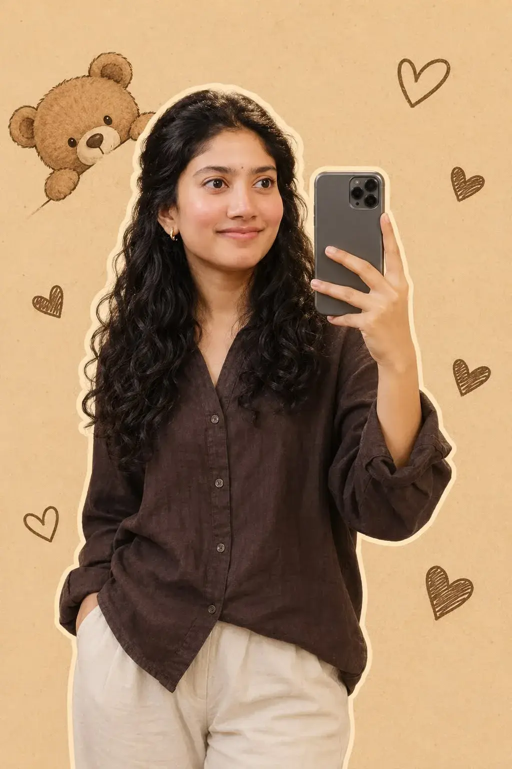 Cute Teddy Bear Selfie — Cozy Aesthetic 🤎📱