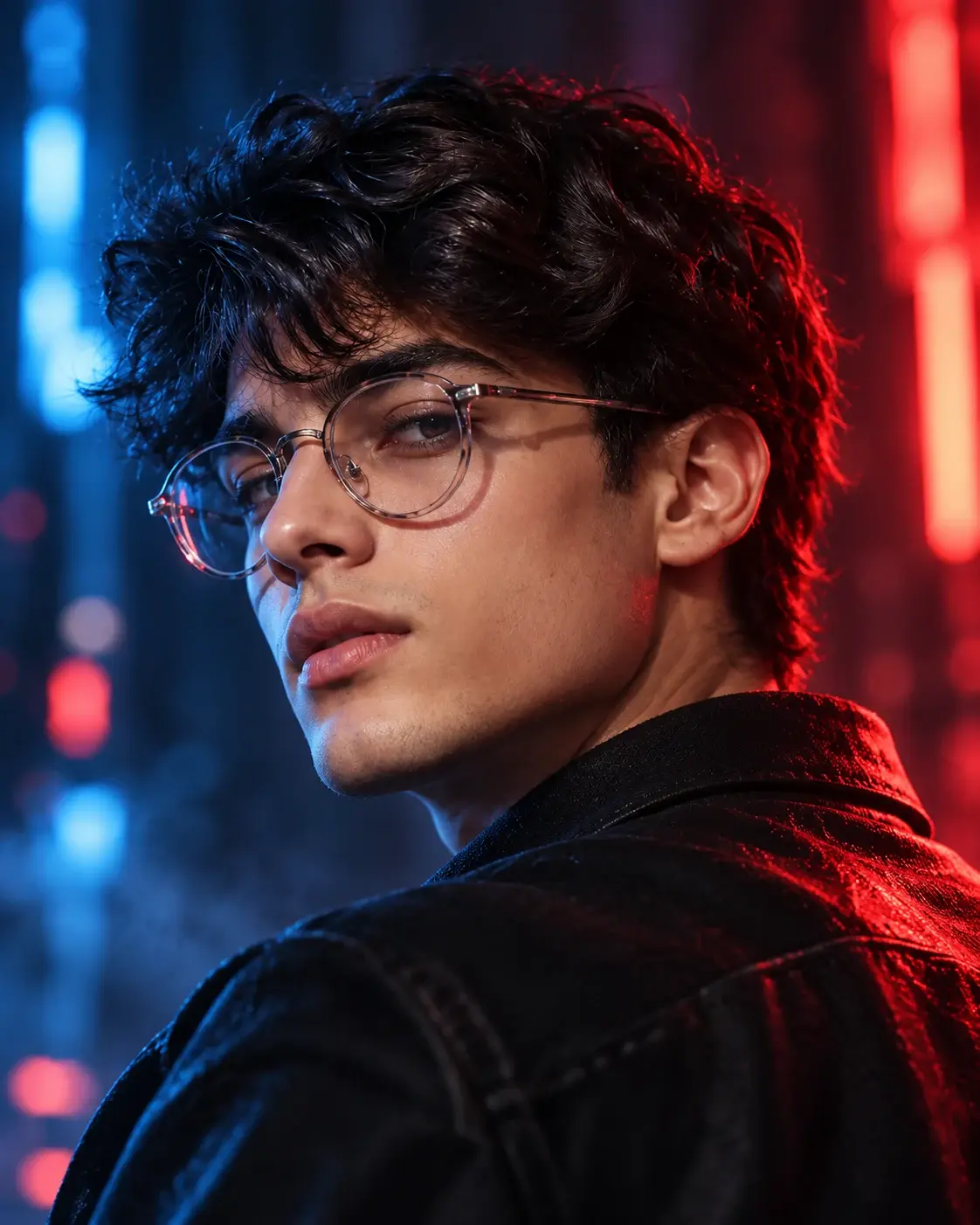 Cyberpunk Neon Lighting Male Portrait AI Prompt