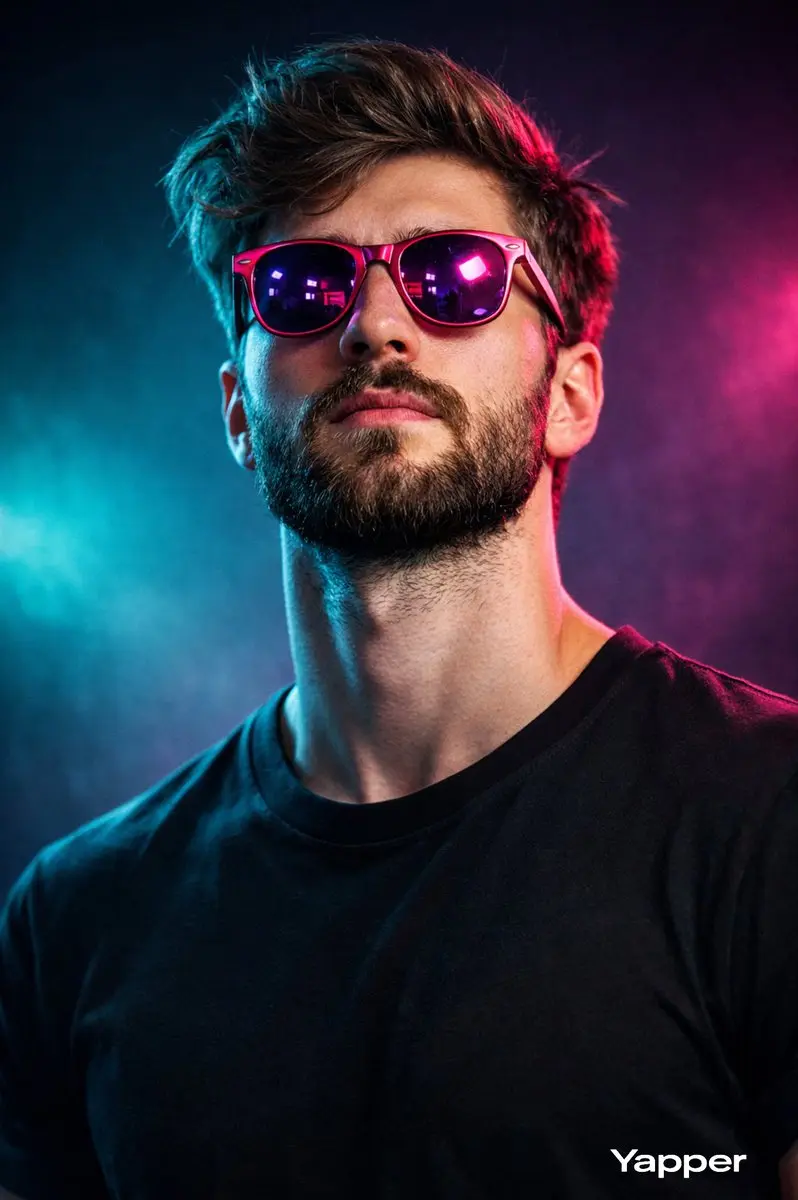 Cyberpunk Portrait With Neon Reflections