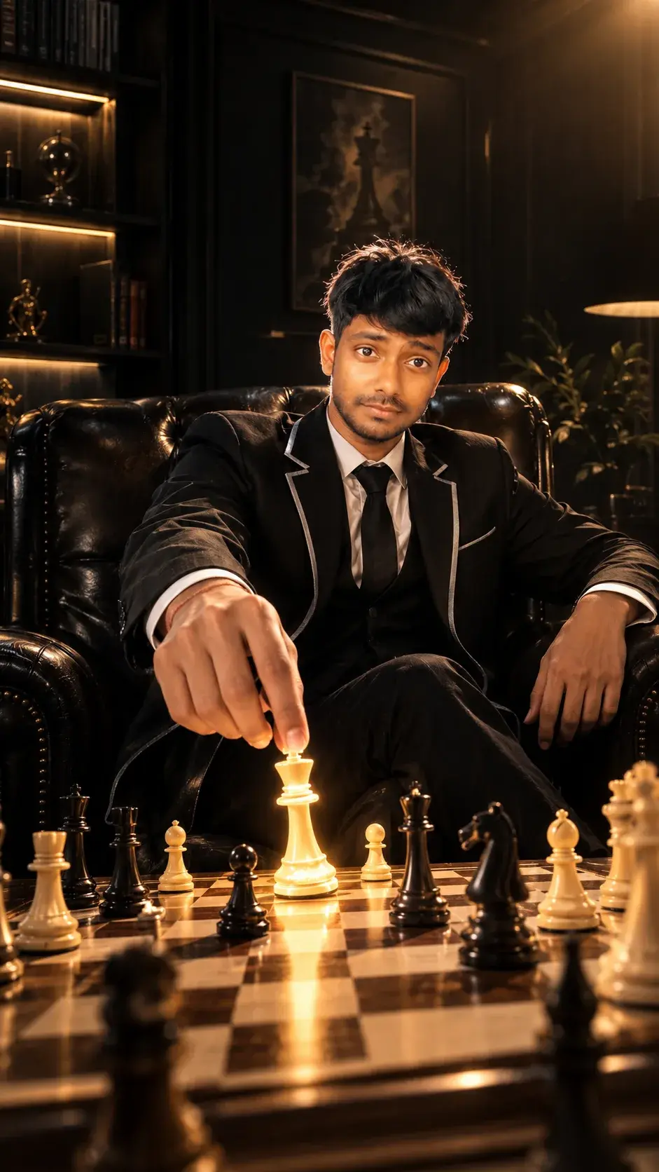 Dark Chess Master — Cinematic Photorealistic Portrait