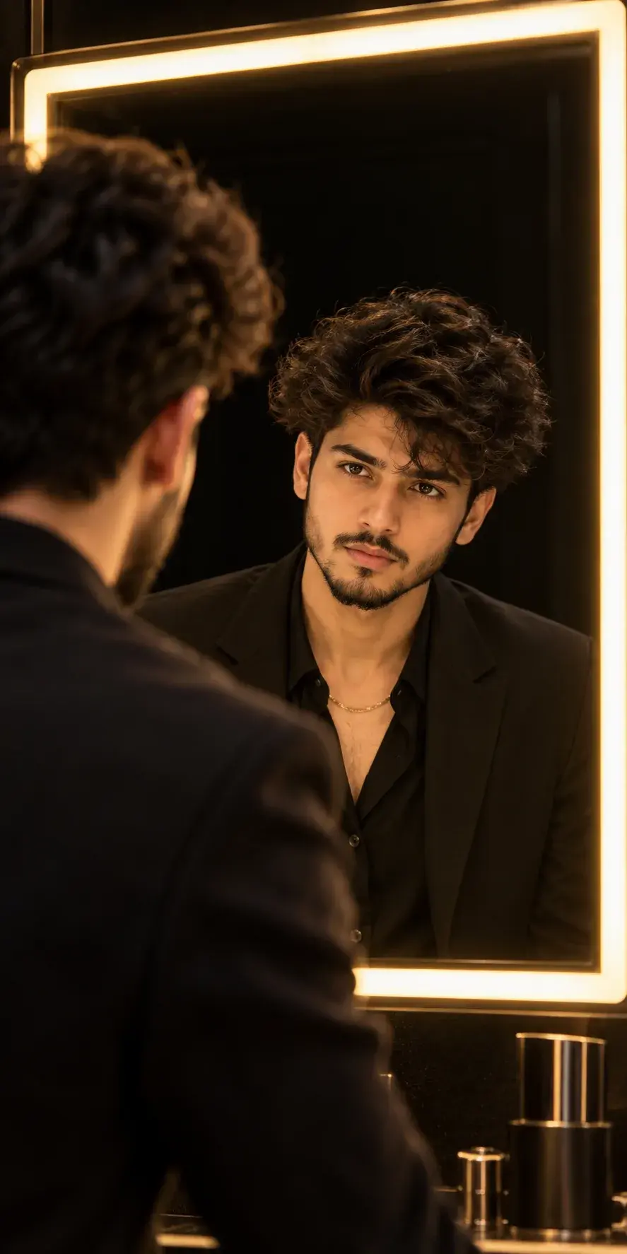 Dark Luxury Mirror Selfie | Cinematic Boy Portrait