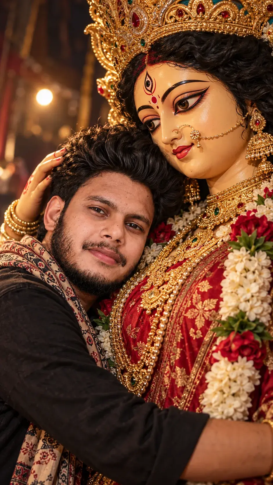 Divine Durga Devotion — Emotional Selfie