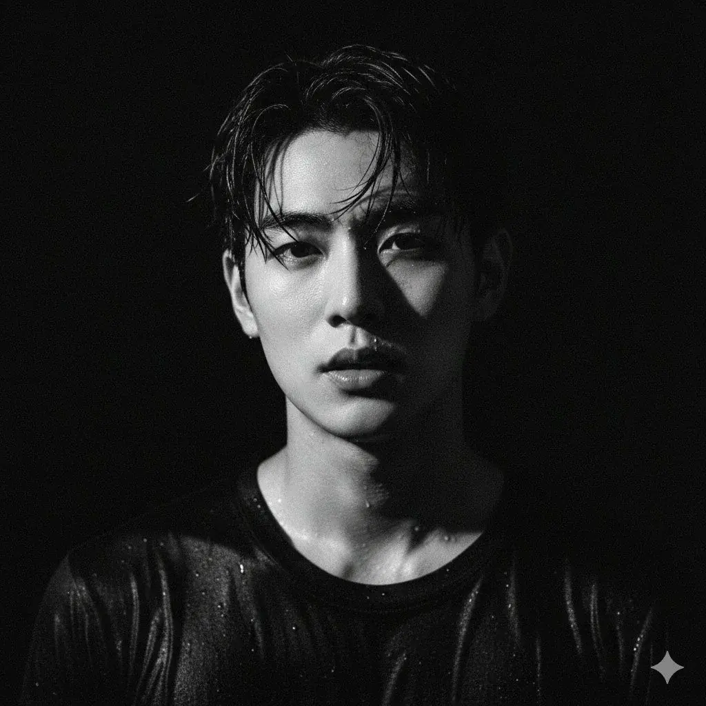 Dramatic Black And White Close-Up Portrait