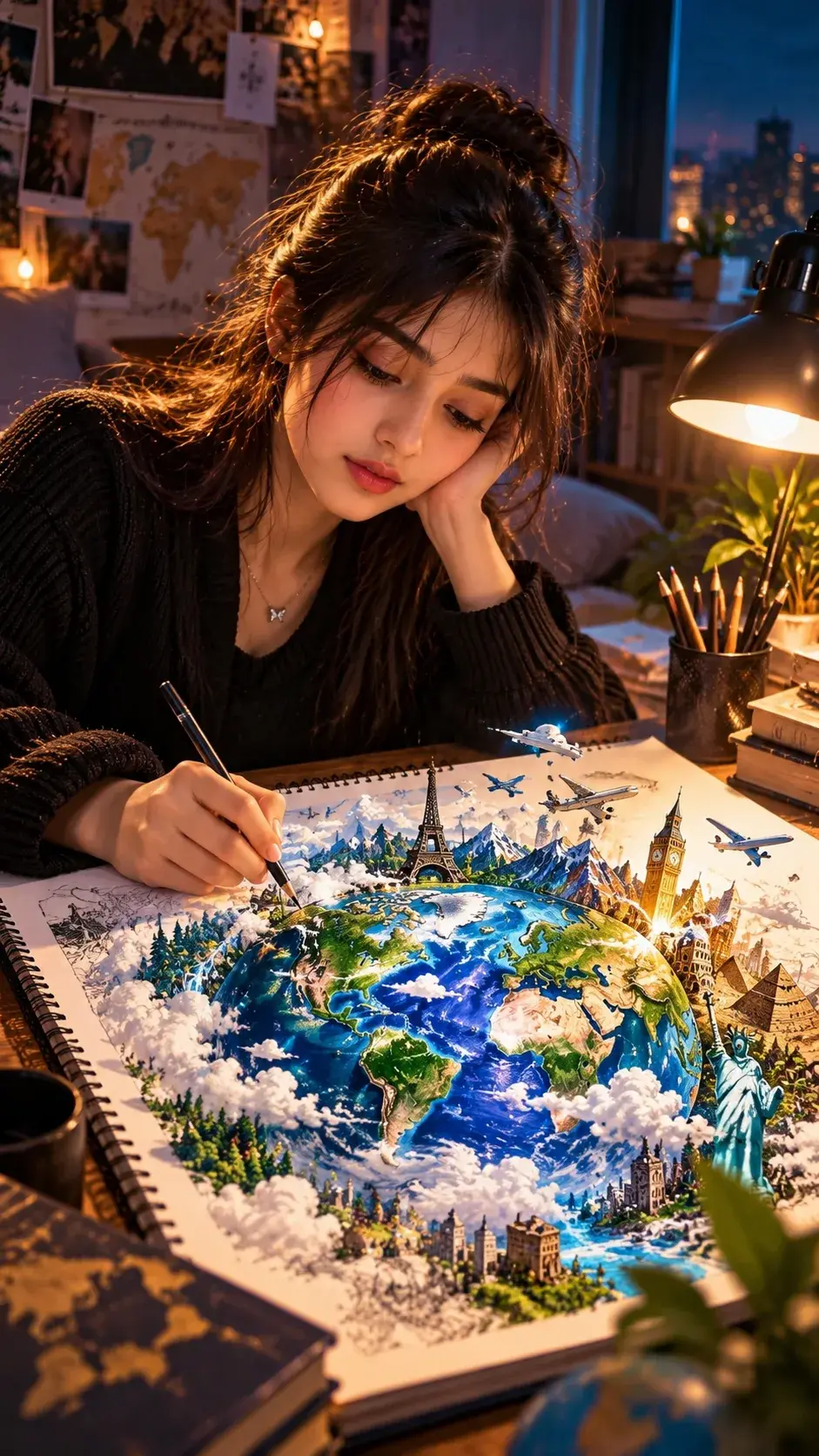 🌍Dreams Drawn On Paper – The World In Her Hands ✨
