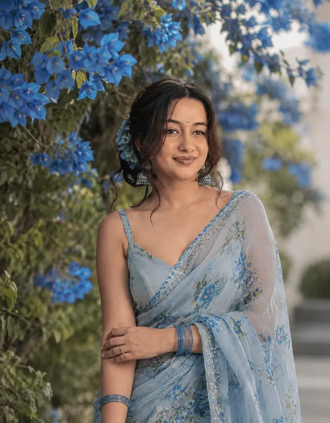 Dreamy Blue Blossom Garden Portrait