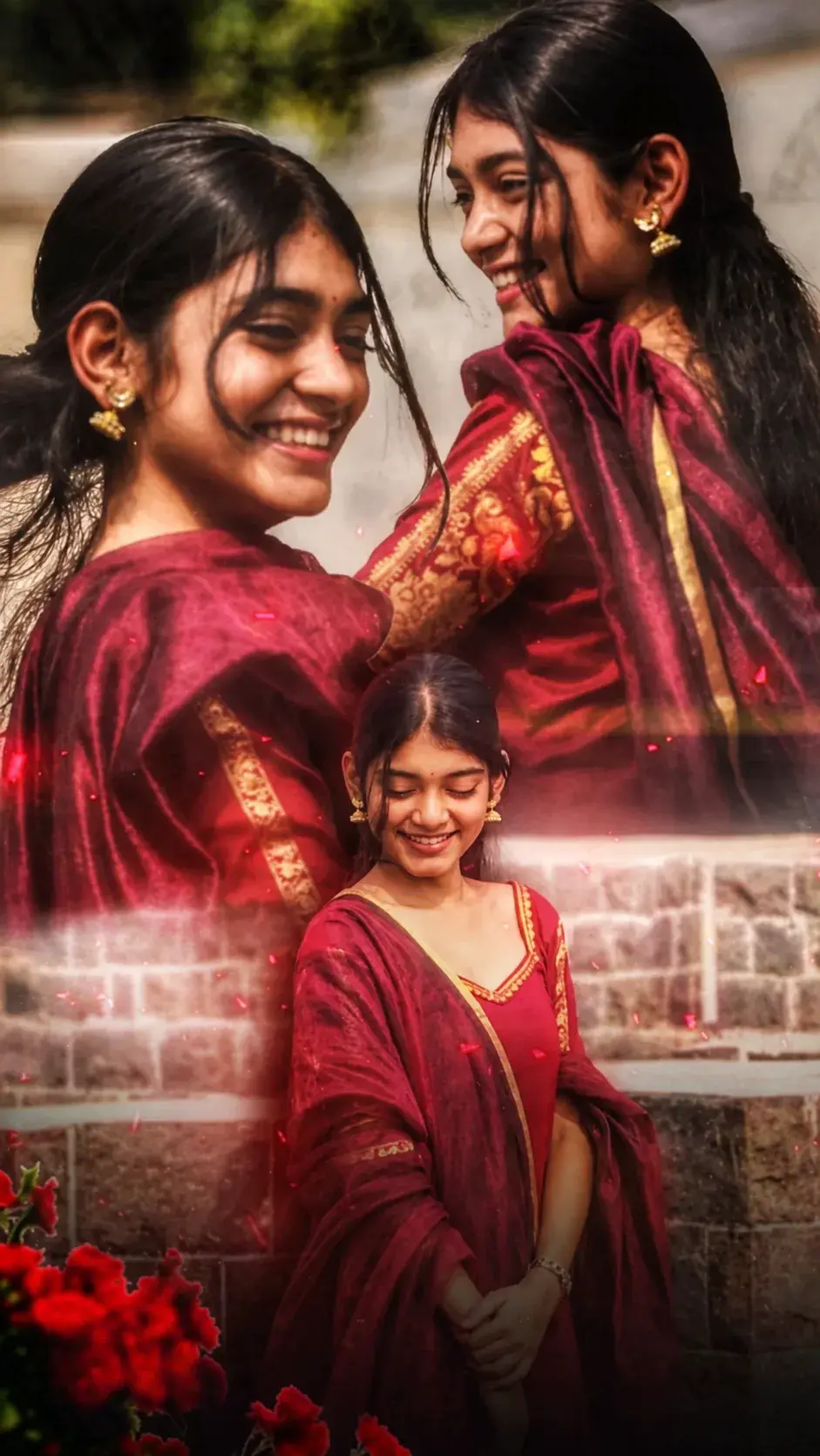 Dreamy Maroon Traditional Portrait Collage