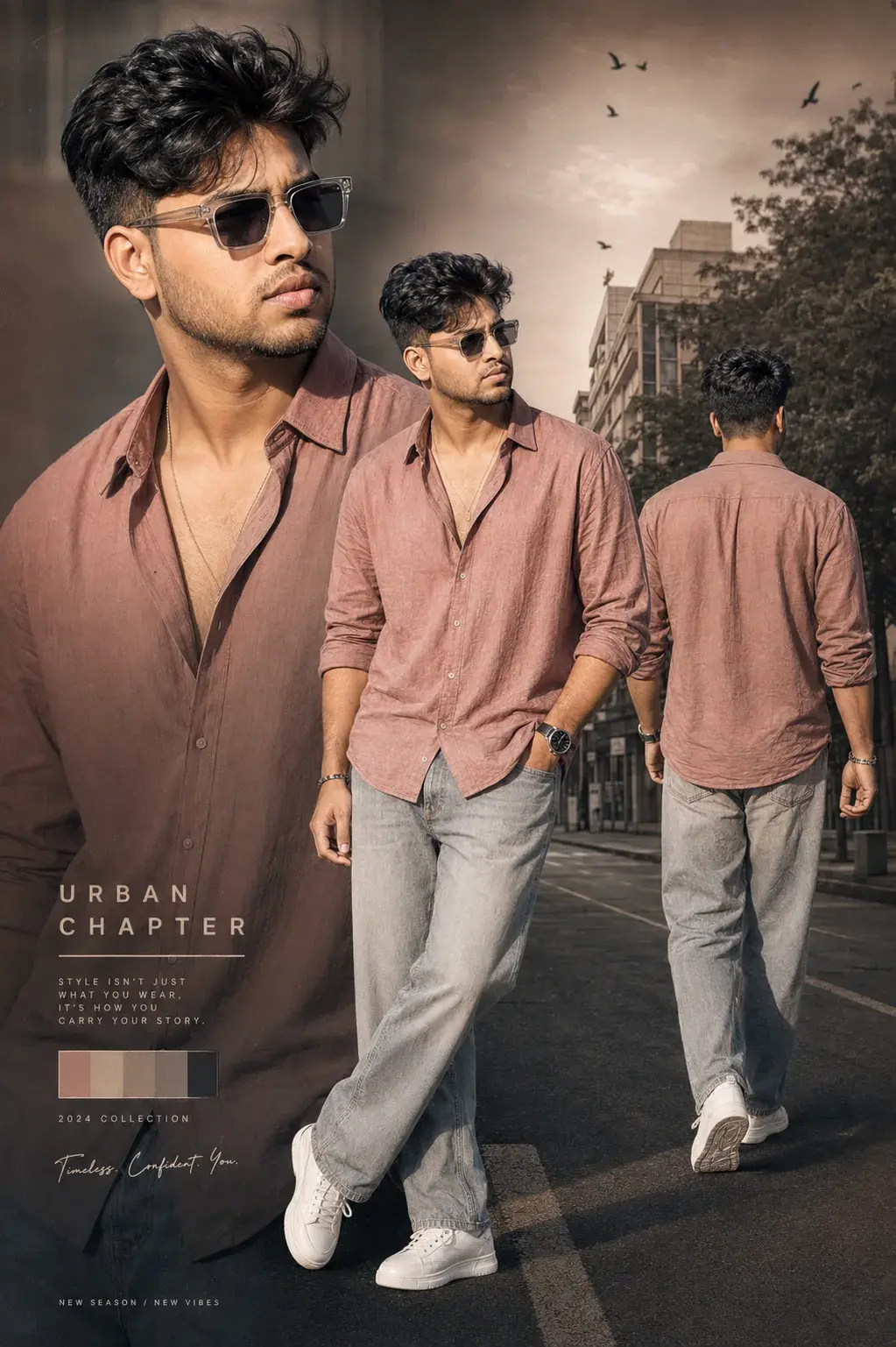 Dusty Rose Street Style Triptych