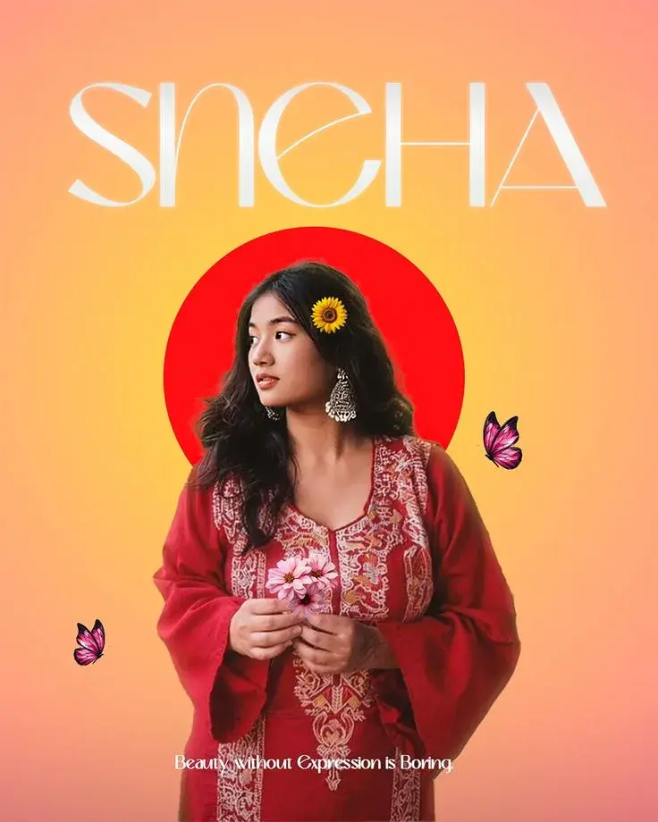 Editorial Magazine Cover Style Female Portrait In Maroon Embroidered Kaftan Prompt