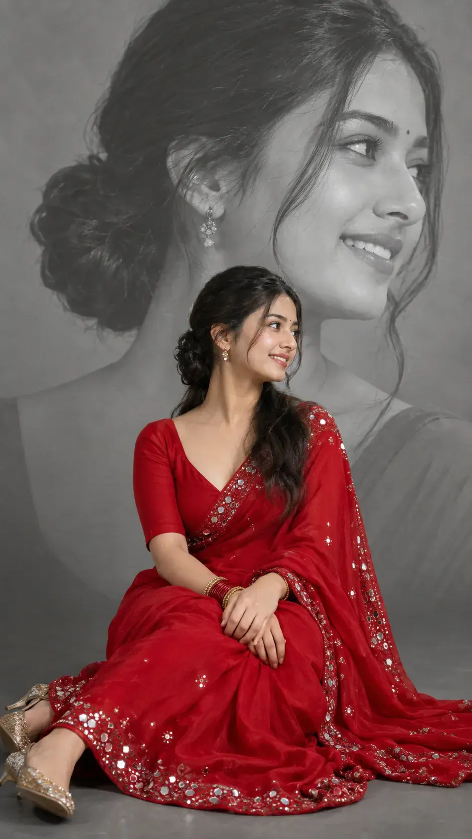 “Elegance In Crimson ❤️ | Double Exposure Portrait”