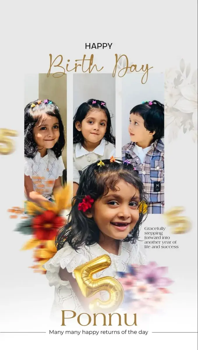 Elegant 5th Birthday Photo Collage – Ponnu