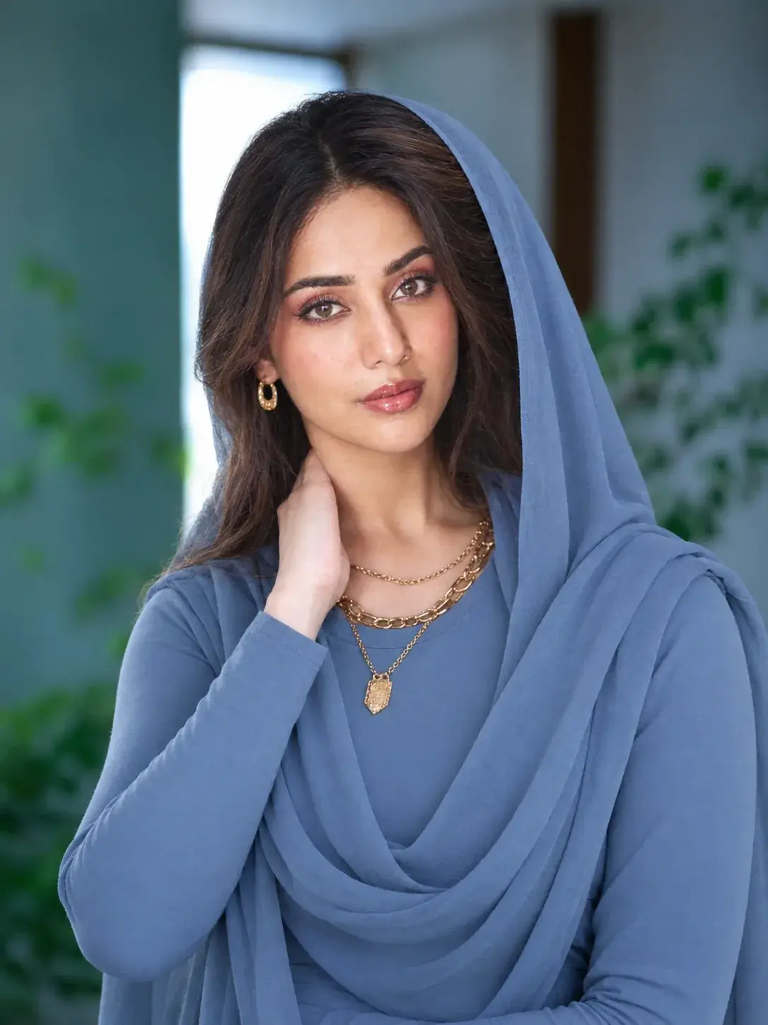 ✨ Elegant Blue Hijab Portrait | Soft Glam AI Photography 💙