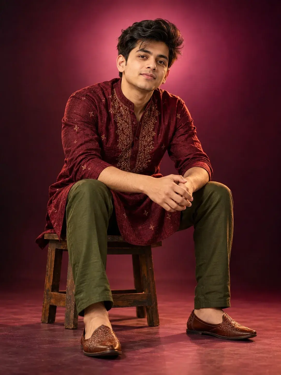 Elegant Maroon Kurta Portrait — Traditional Pakistani Men’s Fashion 💙