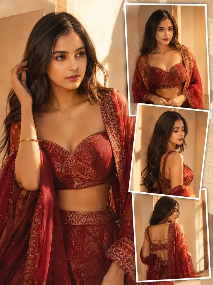 Elegant Red Bridal Lehenga Fashion Portrait