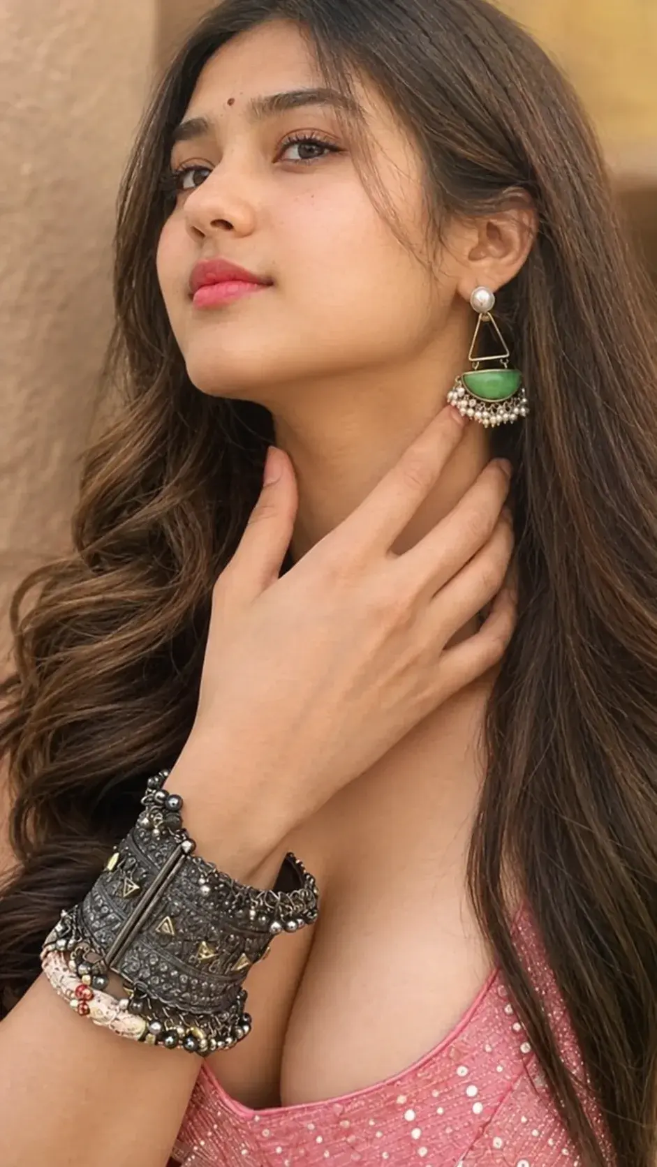 Elegant Traditional Glamour – Close-Up Portrait