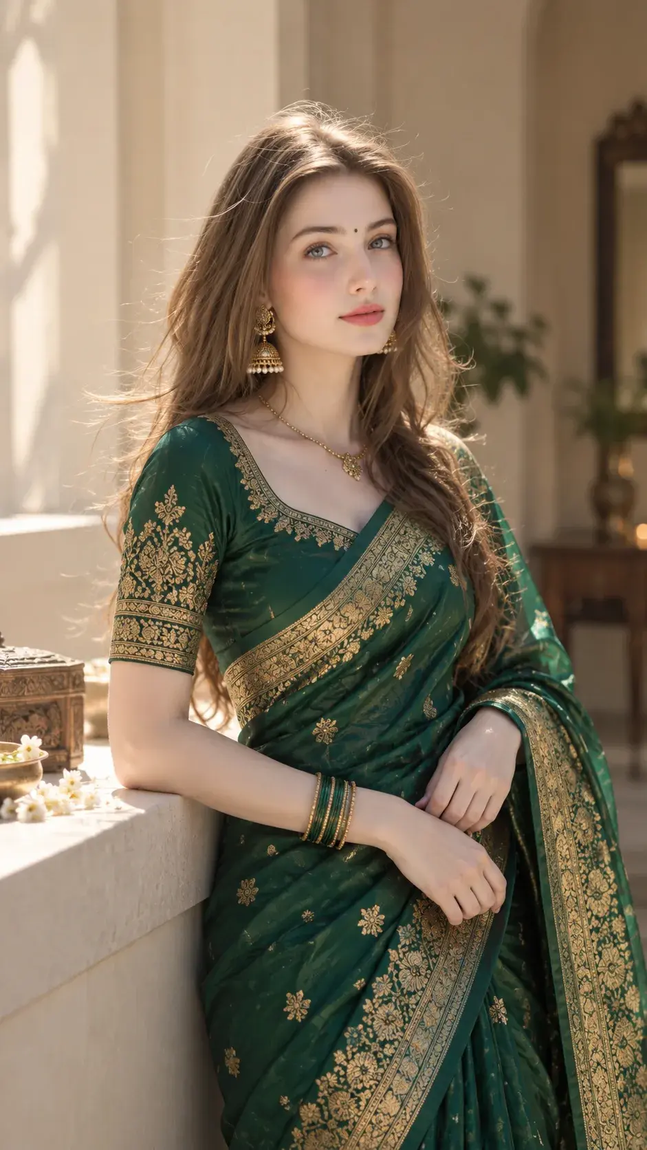 Emerald Elegance: Timeless Indian Grace