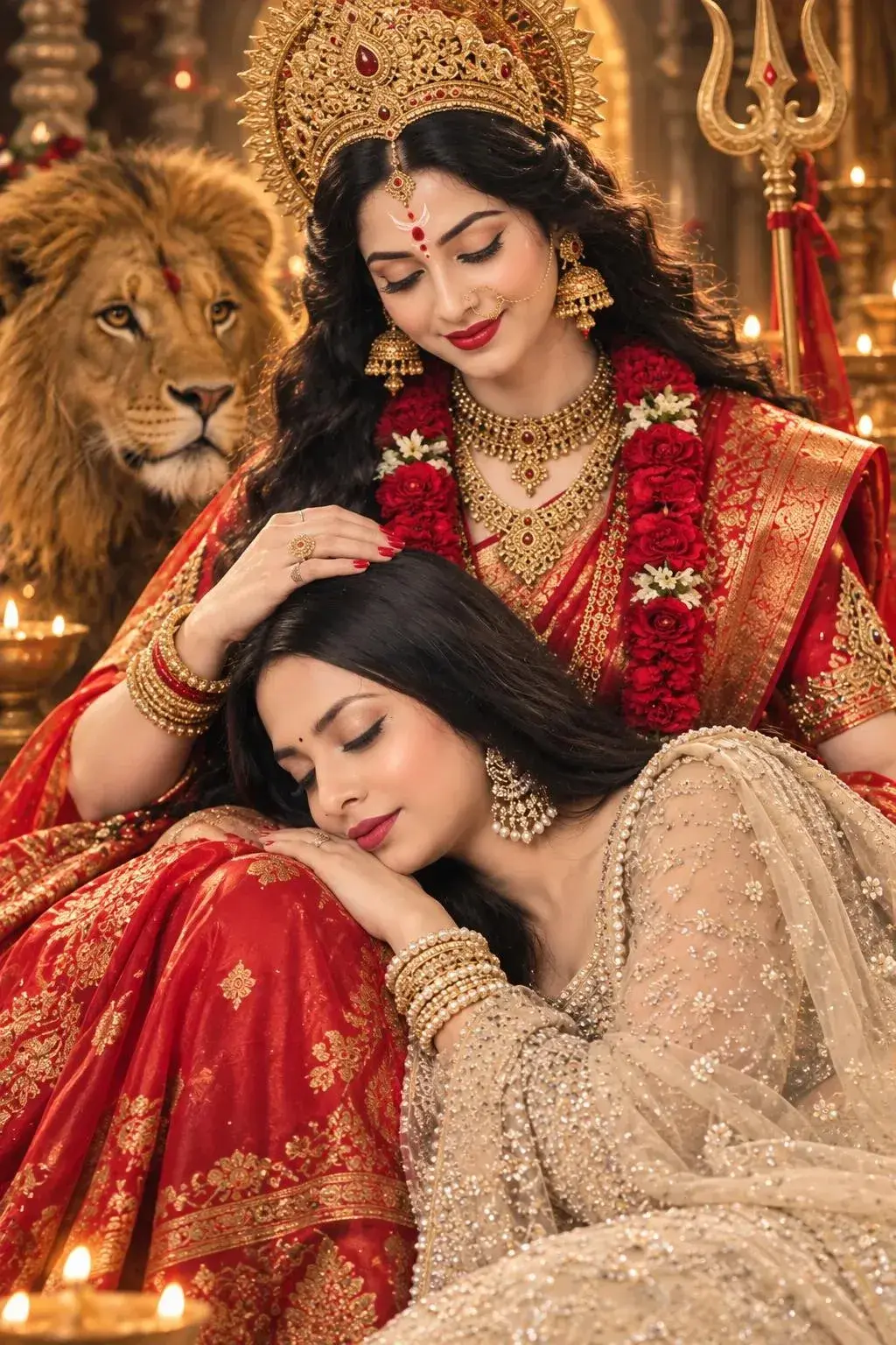 Emotional Woman Peacefully Sleeping With His Head Resting
