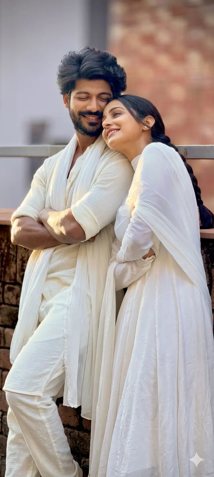 Eternal Tenderness: Traditional South Asian Rooftop Portrait